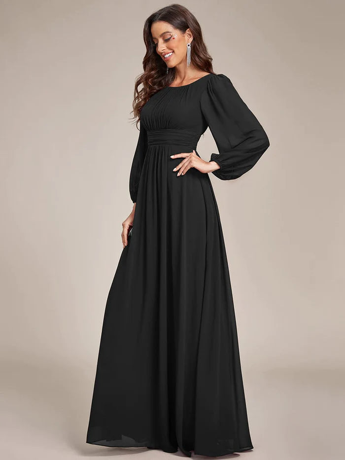 Chiffon High Empire Waist Puff Sleeve Mother Dress/Prom Dresses