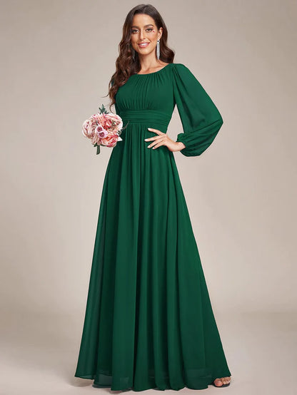 Chiffon High Empire Waist Puff Sleeve Mother Dress/Prom Dresses