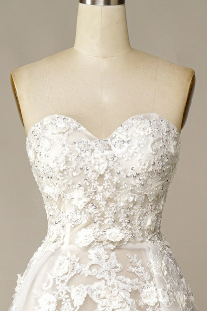 A Line Wedding Dress with Appliques