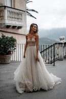 Buyishang A-Line Sweetheart Tulle Long Wedding Dresses