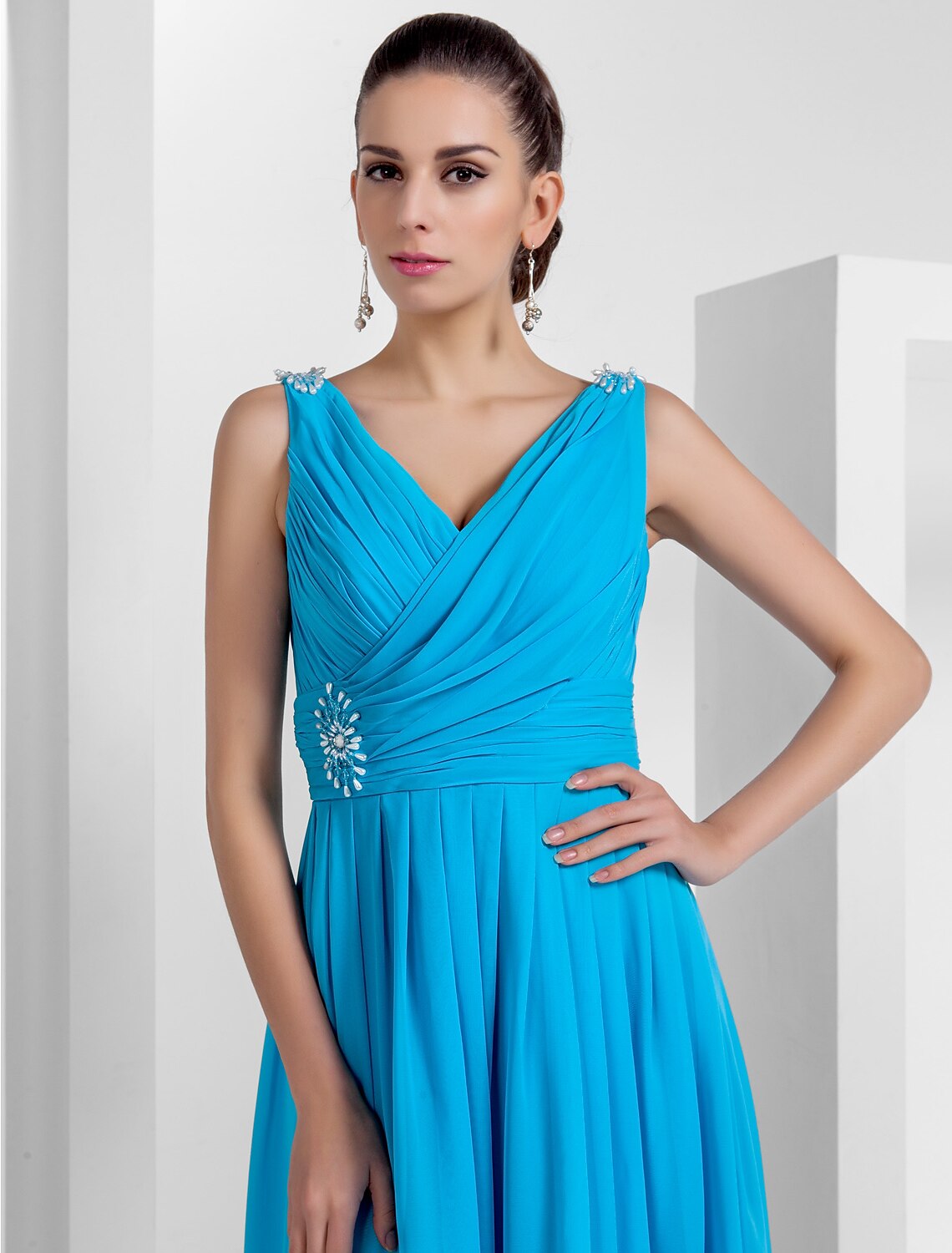 Sheath / Column Elegant Dress Prom Formal Evening Floor Length Sleeveless V Neck