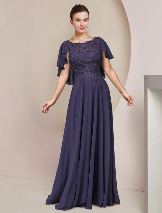 A-Line Mother of the Bride Dress Formal Wedding Guest Elegant Scoop