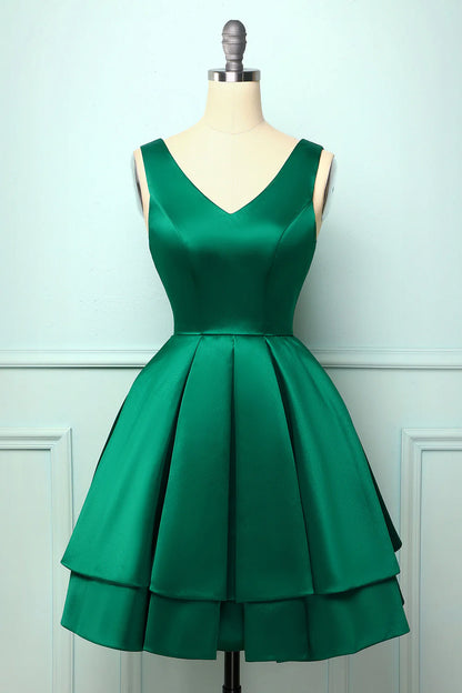 Satin Green Ball Homecoming Dress