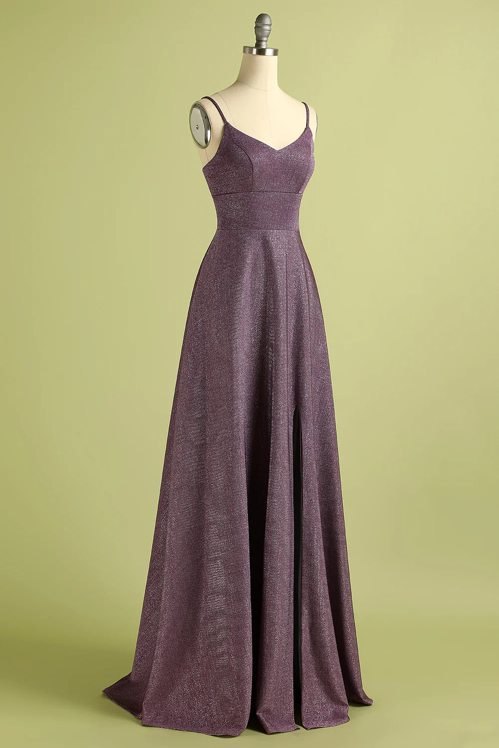 Grape Lace Up Long Satin Prom Dress