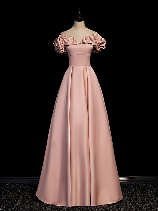 Buyishang Simple Pink Long Prom Dresses Pink Formal Graduation Dresses prom dresses shops ﻿