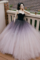 Lovely Gradient Tulle Floor Length Prom Dress Spaghetti Strap Formal Evening Dress