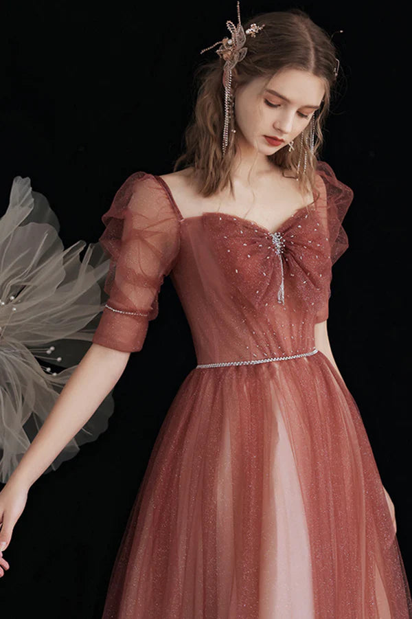 Lovely Gradient Tulle Long Evening Party Dress A-Line Graduation Dress