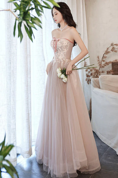 Pink Off the Shoulder Lace Evening Dress A-Line Prom Party Dress