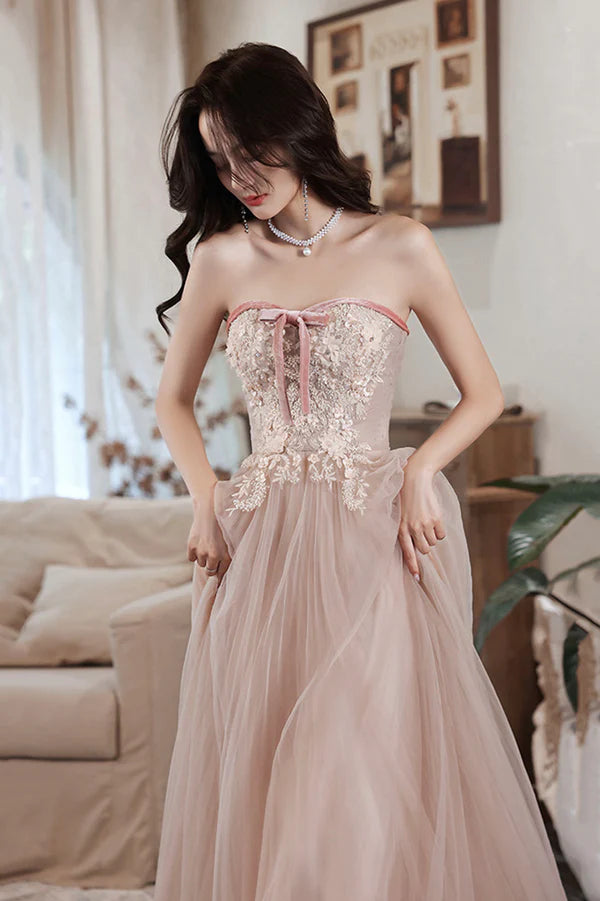 Pink Off the Shoulder Lace Evening Dress A-Line Prom Party Dress