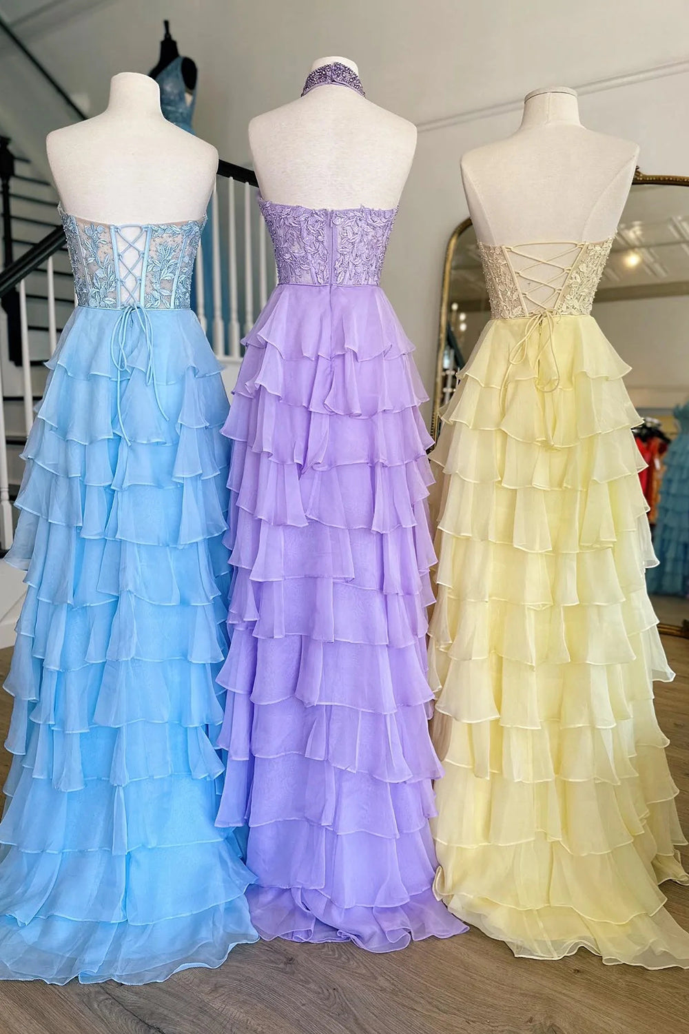 Cute A-Line Sweetheart Long Lace And Chiffon Prom Dress