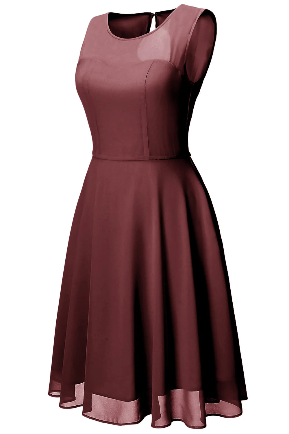 Burgundy Vintage Dress with Keyhole