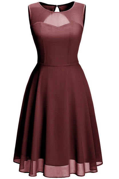 Burgundy Vintage Dress with Keyhole