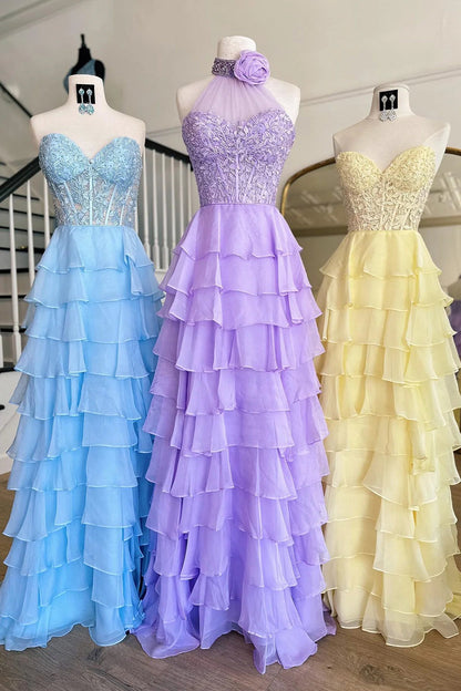 Cute A-Line Sweetheart Long Lace And Chiffon Prom Dress