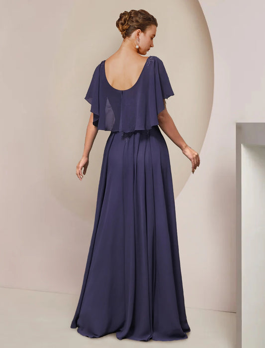 A-Line Mother of the Bride Dress Formal Wedding Guest Elegant Scoop