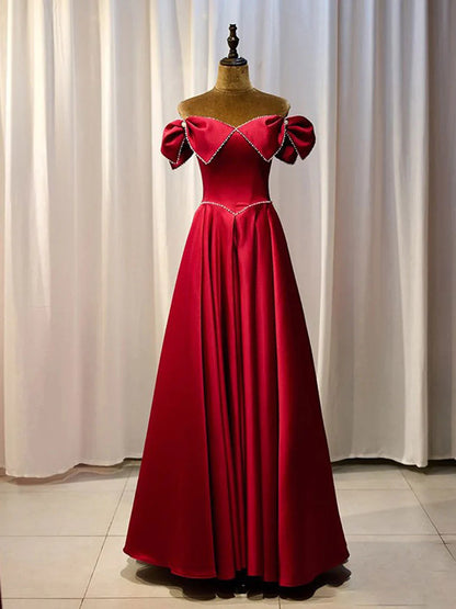 Buyishang Unique Burgundy Satin Long Prom Dress A line Blue Formal Graduation Party Dress prom dresses shops