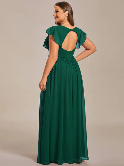 Plus Size Chiffon Pleated A-Line Back Cutout Bridesmaid Dress/Prom  Dresses