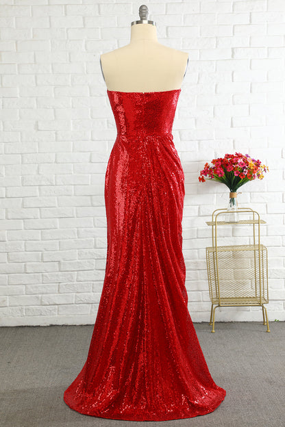 Mermaid Sweetheart Red Sequins Long Prom Dress Party Dress