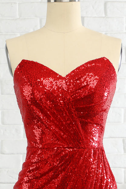 Mermaid Sweetheart Red Sequins Long Prom Dress Party Dress