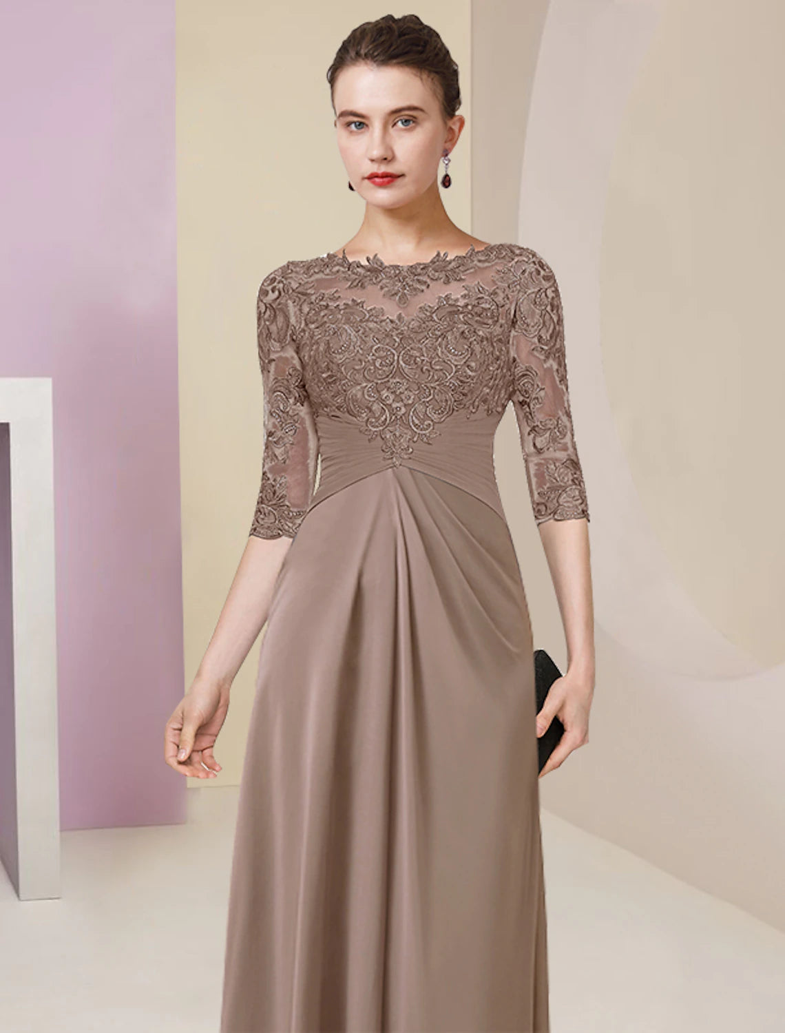 Sheath / Column Mother of the Bride Dress Simple Elegant Jewel Neck Floor