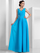 Sheath / Column Elegant Dress Prom Formal Evening Floor Length Sleeveless V Neck