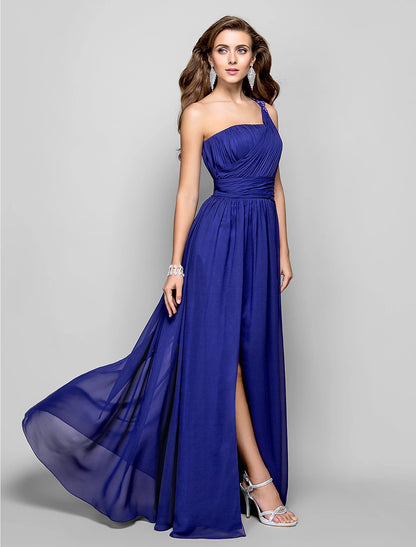 Sheath / Column Minimalist Open Back Formal Evening Military Ball Dress