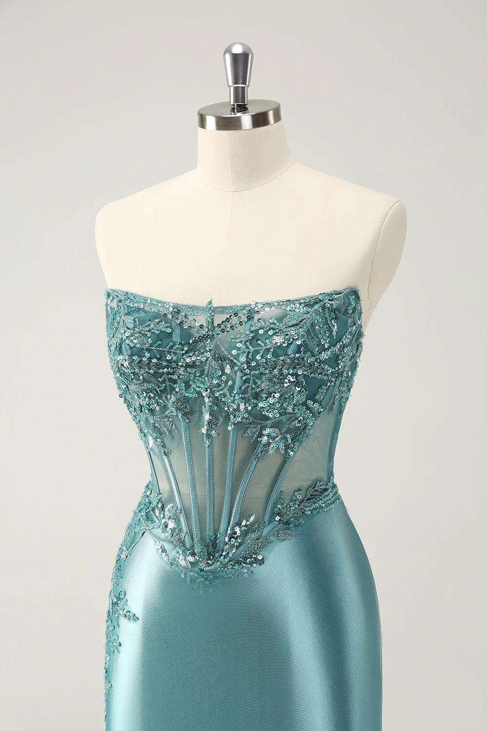 Glitter Peacock Tight Strapless Corset Short Homecoming Dress with Appliques