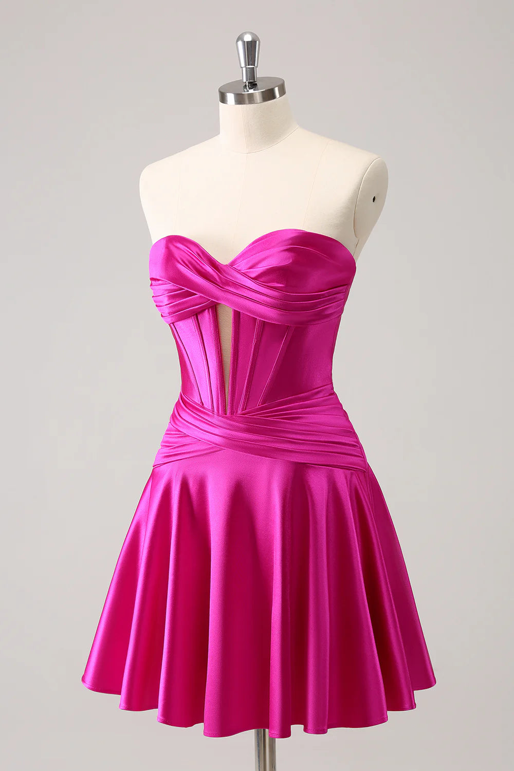 Fuchsia A-Line Sweetheart Corset Short Homecoming Dress