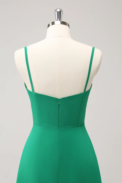 Elegant Green A Line Spaghetti Straps Bridesmaid Dress