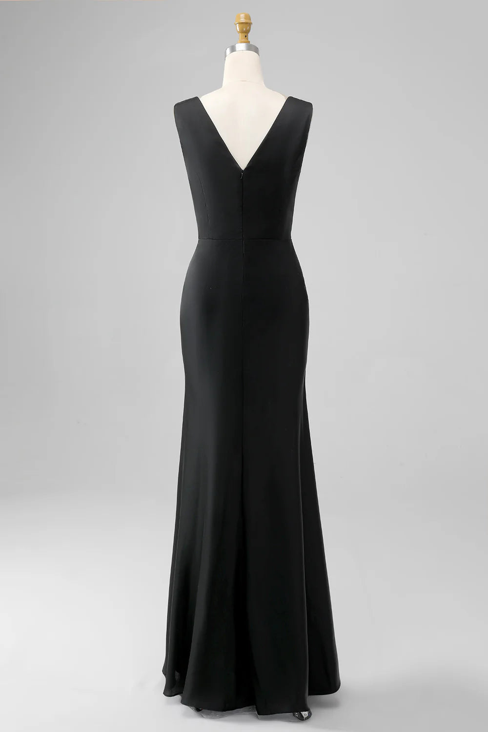 Black Mermaid Cowl Neck Satin Long Bridesmaid Dress