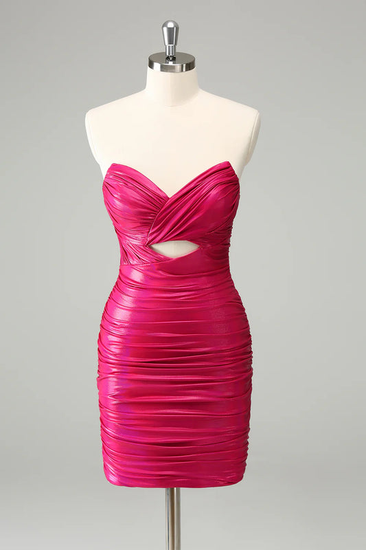 Fuchsia Bodycon Sweetheart Keyhole Short Homecoming Dress