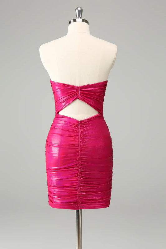 Fuchsia Bodycon Sweetheart Keyhole Short Homecoming Dress