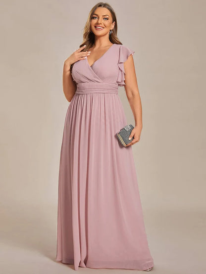 Plus Size Chiffon Pleated A-Line Back Cutout Bridesmaid Dress/Prom  Dresses