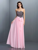 A-Line/Princess Sweetheart Lace Sleeveless Long Chiffon Dresses