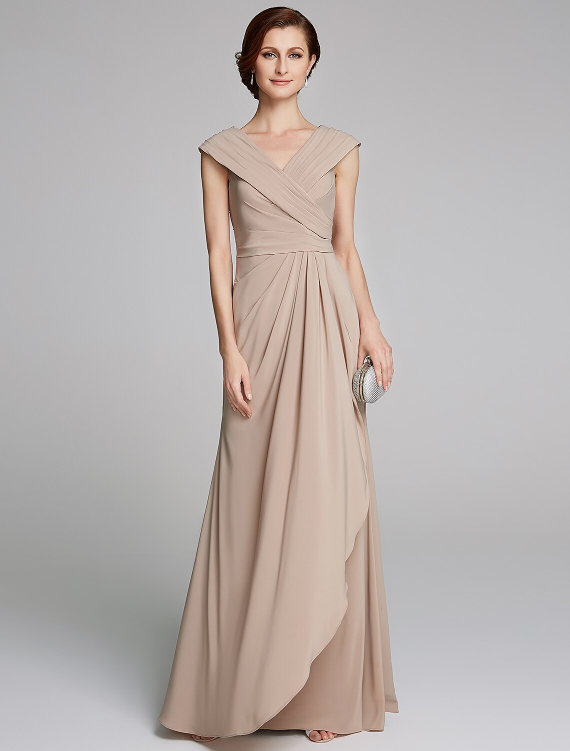 Sheath / Column Mother of the Bride Dress Elegant V Neck Floor Length Jersey