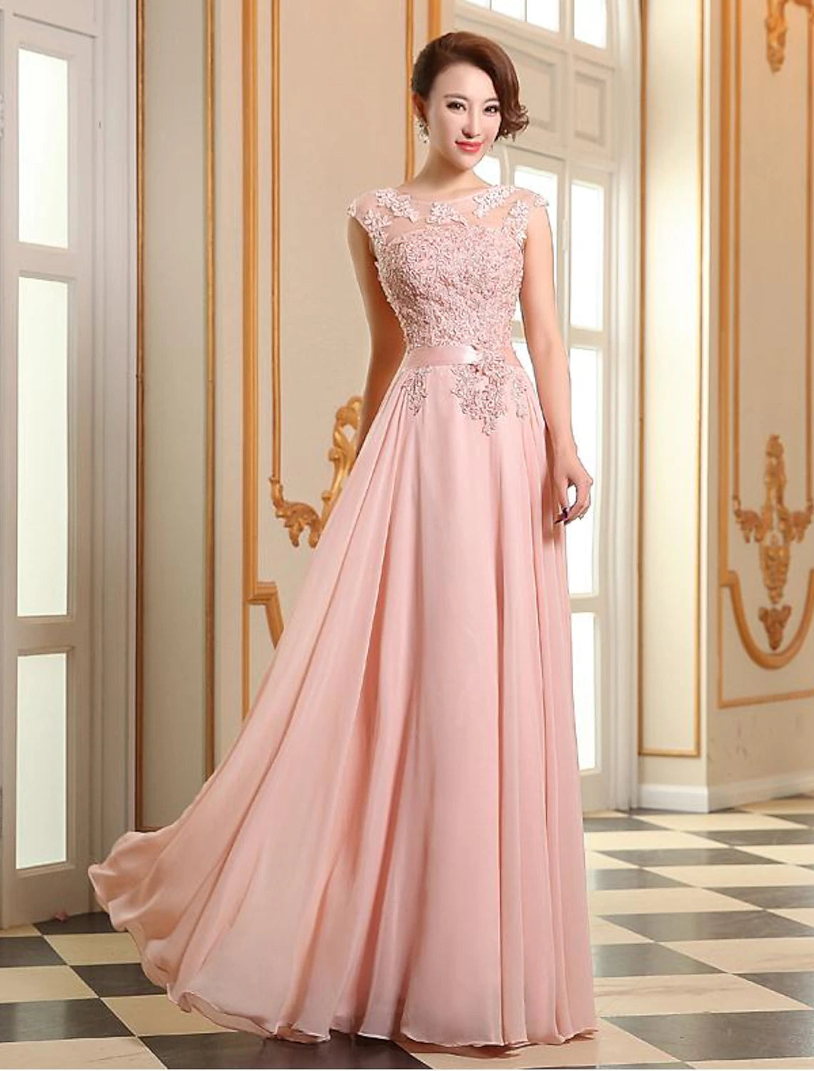 A-Line Evening Gown High Prom Dress Bridesmaid Wedding Guest