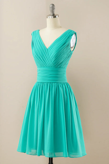 Green Chiffon Midi Bridesmaid Dress