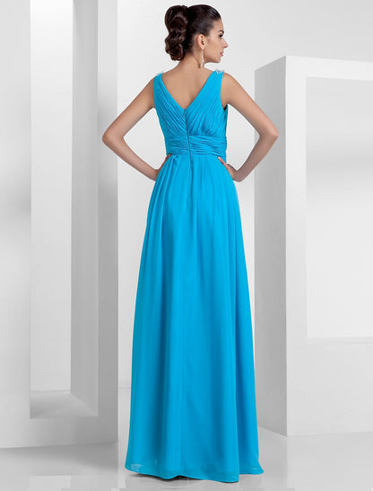 Sheath / Column Elegant Dress Prom Formal Evening Floor Length Sleeveless V Neck