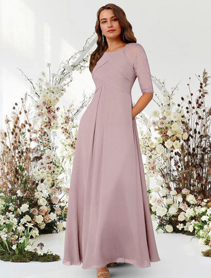 A-Line Evening Gown Elegant Dress Wedding Guest Formal Evening Floor