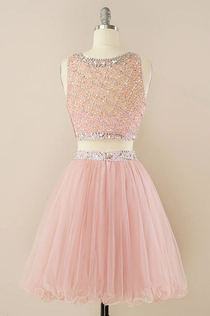 Blush Beading Short Homecoming Dress