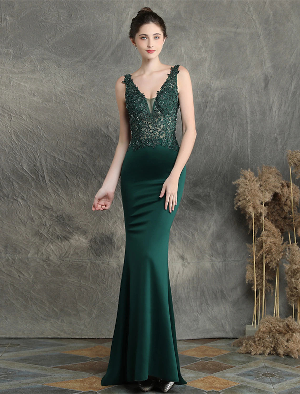 Mermaid / Trumpet Evening Gown Open Back Dress Formal Wedding Guest Sweep