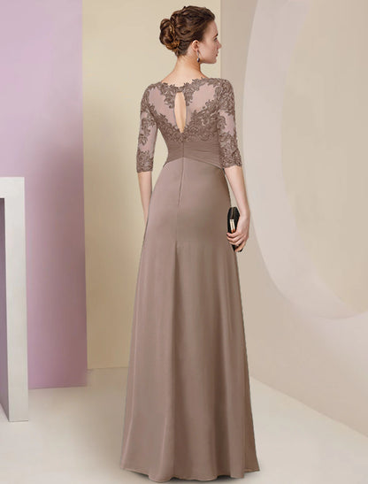 Sheath / Column Mother of the Bride Dress Simple Elegant Jewel Neck Floor