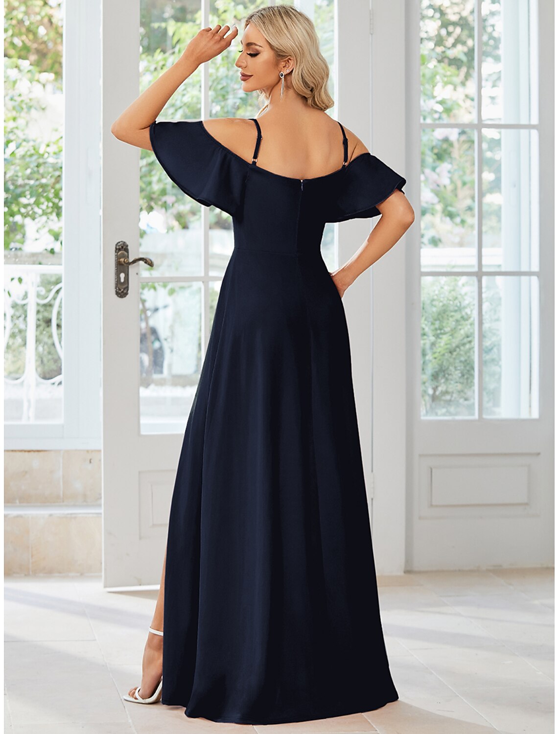 A-Line Wedding Guest Dresses High Split  Evening Dress Formal Black Tie