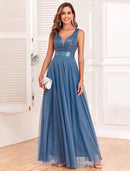 A-Line Evening Gown Empire Dress Evening Party Prom Floor Length Sleeveless V Neck