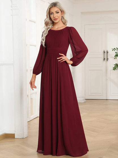 Chiffon High Empire Waist Puff Sleeve Mother Dress/Prom Dresses