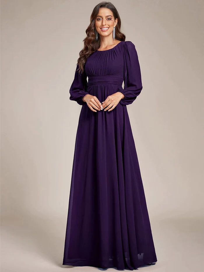 Chiffon High Empire Waist Puff Sleeve Mother Dress/Prom Dresses