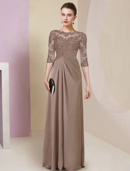 Sheath / Column Mother of the Bride Dress Simple Elegant Jewel Neck Floor