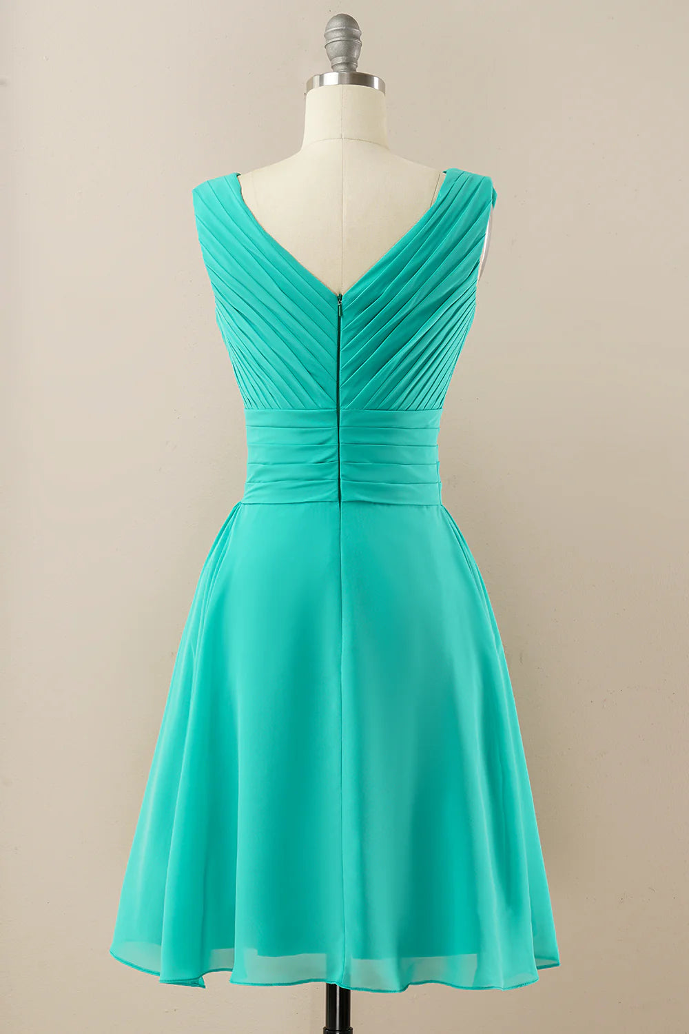 Green Chiffon Midi Bridesmaid Dress