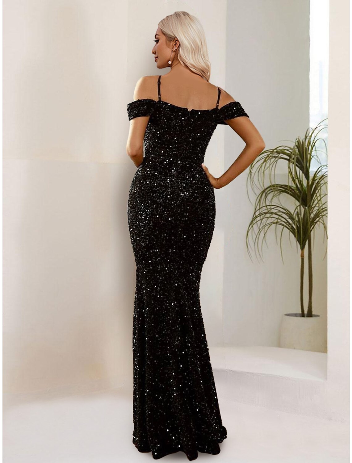 Mermaid / Trumpet Evening Gown Sparkle & Shine Dress Formal Black Dress Floor