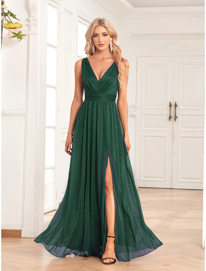 A-Line Evening Gown Empire Dress Wedding Guest Party Wear Floor Length