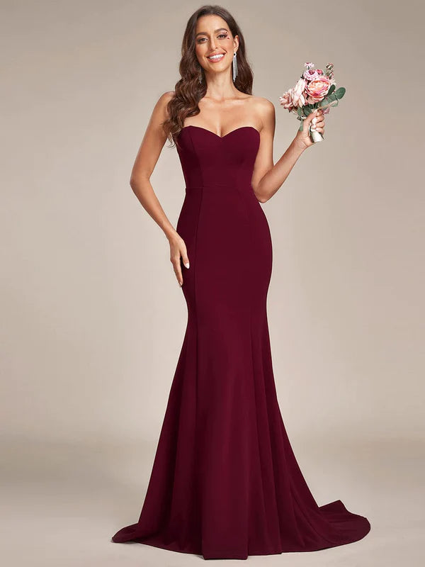 Simple Strapless Mermaid Eloping Dress for Wedding